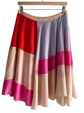 Marni silk patchwork a-line midi skirt elastic waist size 10 excellent condition